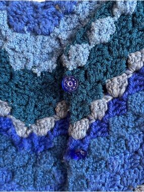 Handmade Crocheted vest in Blue and Teal